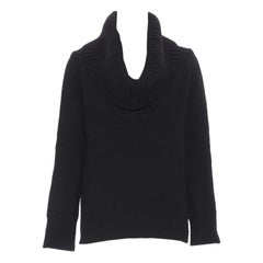 ALEXANDER MCQUEEN black wool angora blend ribbed turtleneck sweater S