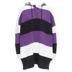 BALENCIAGA Demna violet blanc noir patchwork à capuche oversize L