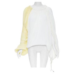 MARNI jaune blanc plis couteau cordon ficelle dos ouvert top volumineux FR40