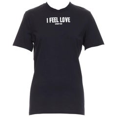 GIVENCHY I FEEL LOVE tshirt à col ras du cou en coton noir imprimé blanc XS