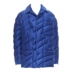 Runway FENDI 2021 Runway 100% silk blue logo goose down puffer jacket IT48 M
