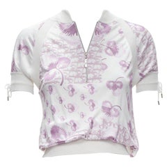 CHRISTIAN DIOR Vintage Y2K pink Trotteur monogram Cherry Blossom half zip top S
