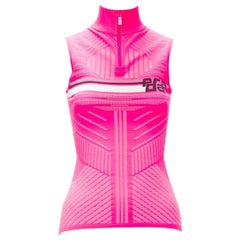 PRADA 2018 Rosa graphic Racing Sports Logo-Bodycon mit Reißverschluss XS