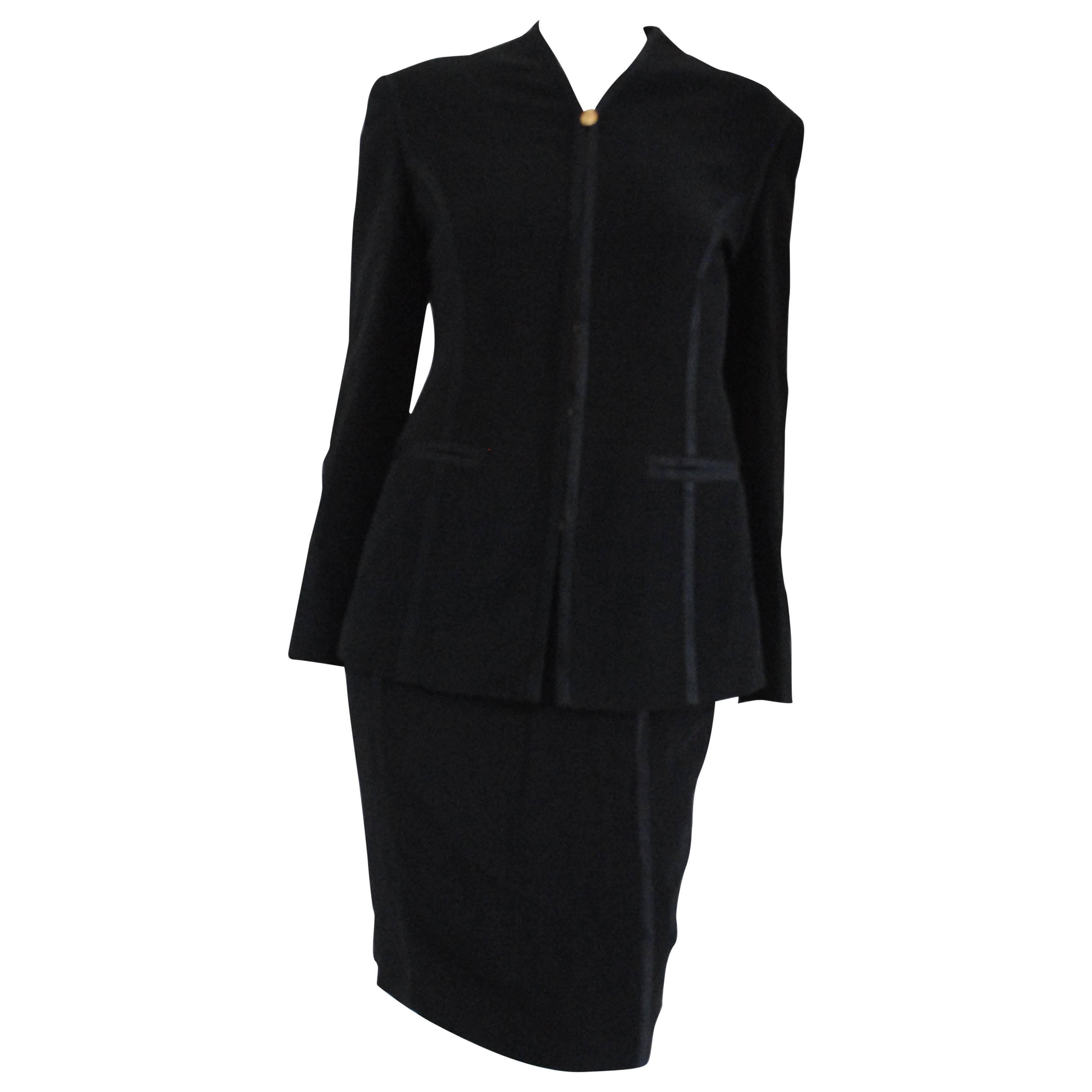 1990s Gucci Black Silk Skirt Suits