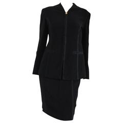1990s Gucci Black Silk Skirt Suits 8