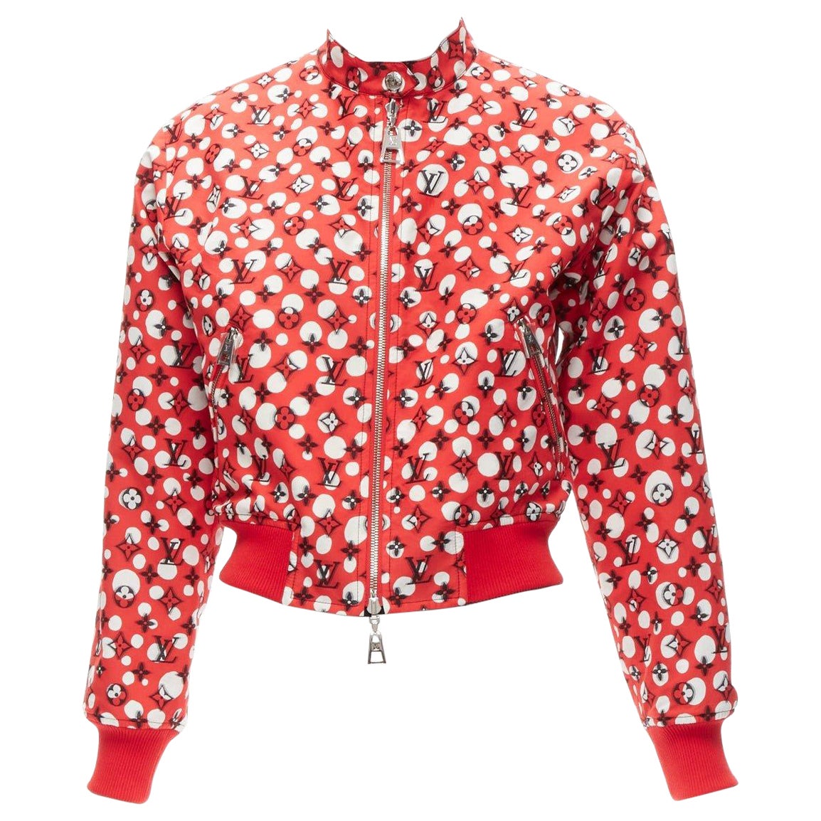 LOUIS VUITTON Yayoi Kusama 2023 Runway Bomber reversible de lunares infinitos rojos FR34