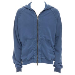 HAIDER ACKERMANN Sweat à capuche zippé en coton lavé bleu Perth XS