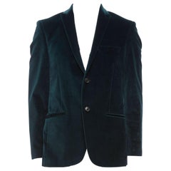 KENZO terciopelo de algodón verde azulado oscuro plus fit blazer cruzado IT48 M