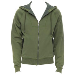 BOTTEGA VENETA sudadera con cremallera de piel intrecciato de algodón y lana verde IT46 S