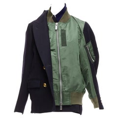 SACAI 2018 black khak hybrid deconstructed half bomber coat jacket JP2 M