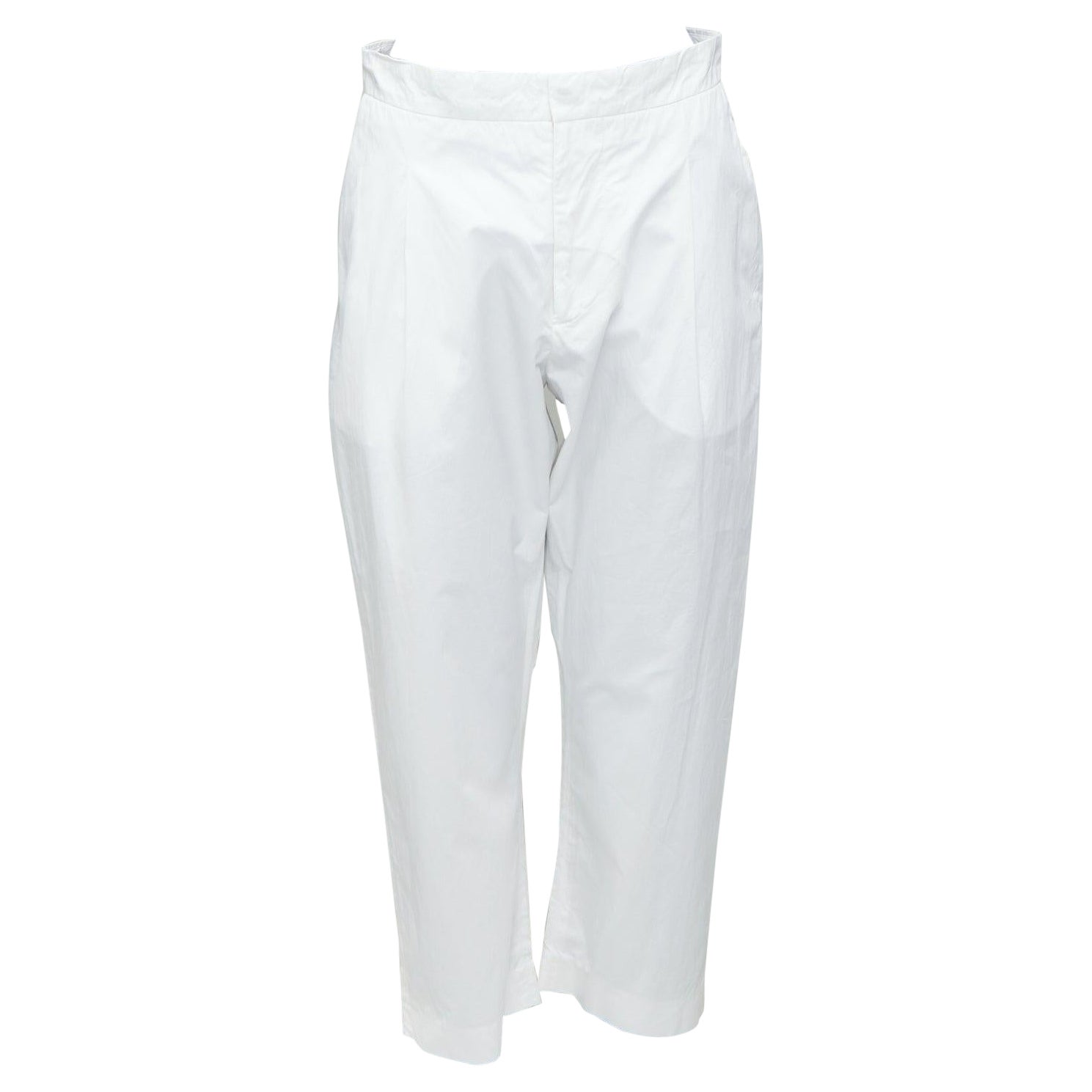 MARNI white cotton pleated front high waist cropped pants IT38 XS For Sale