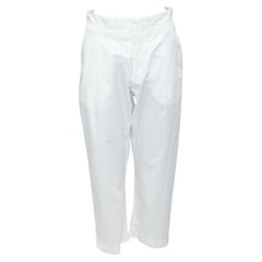 MARNI Pantalon court à taille haute plissé devant en coton blanc IT38 XS