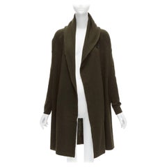 VINCE army green yak wool shawl neck single button wrap cardigan coat XXS