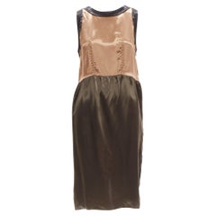 Marni 2011 abito senza maniche in raso marrone bronzo colorblocked IT40 S