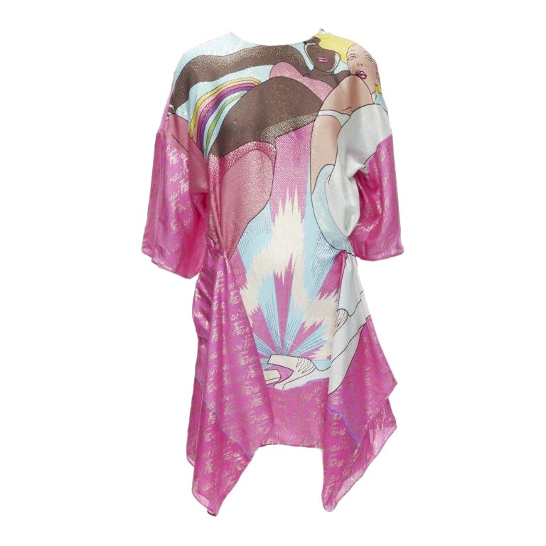 FENDI 2022 Pasarela Antonio Lopez vestido jacquard con logo rosa metalizado IT36 XS en venta