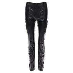 VALENTINO black vinyl pleat front back slit pockets pants S