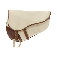 CHRISTIAN DIOR John Galliano Vintage Saddle D canvas leather belt bag pouch