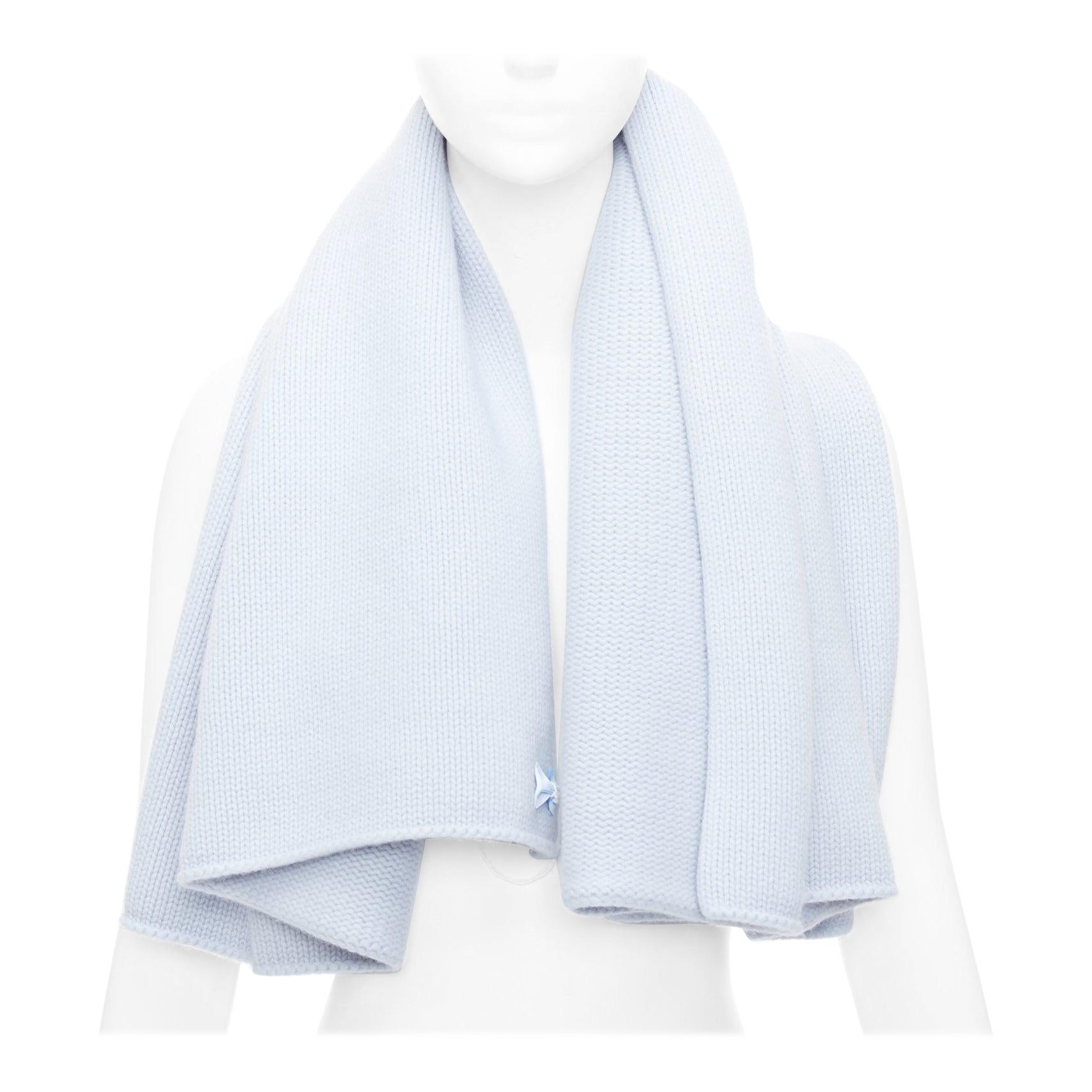 Hermès BABY H102986M Adada 100% cashmere Bleu Glacier knitted baby blanket scarf For Sale