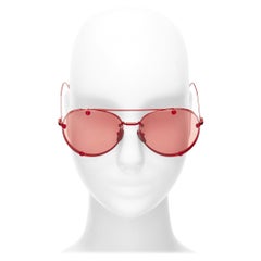 VALENTINO VA2045 red crystal lens metallic finish aviator sunglasses
