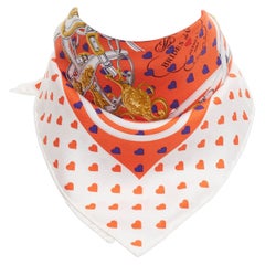 Hermès 2017 Bride de Gala 90 orange white heart barrcco small scarf