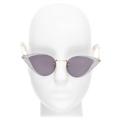 GUCCI Hollywood Forever GG0898S silver crystal black cat eye sunglasses