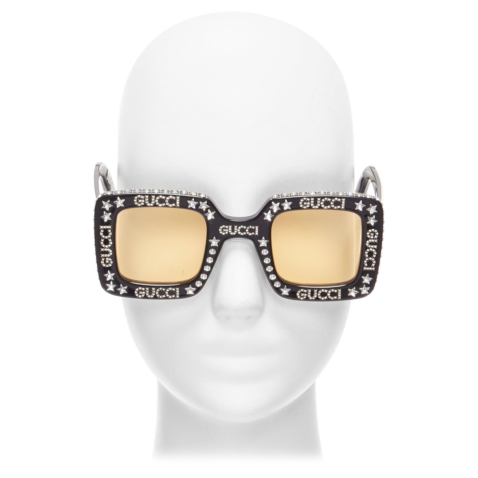 GUCCI Alessandro Michele Hollywood Forever GG0780S logo crystal black sunnies For Sale