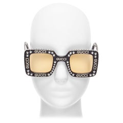 Lunettes de soleil GUCCI Alessandro Michele Hollywood Forever GG0780S logo cristal noir