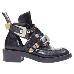 BALENCIAGA Ceinture bottes en cuir noir à boucle mixte EU38.5 Mary-Kate Olsen