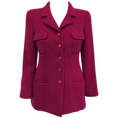 Chanel Deep Magenta Wool Boucle Fitted Jacket 