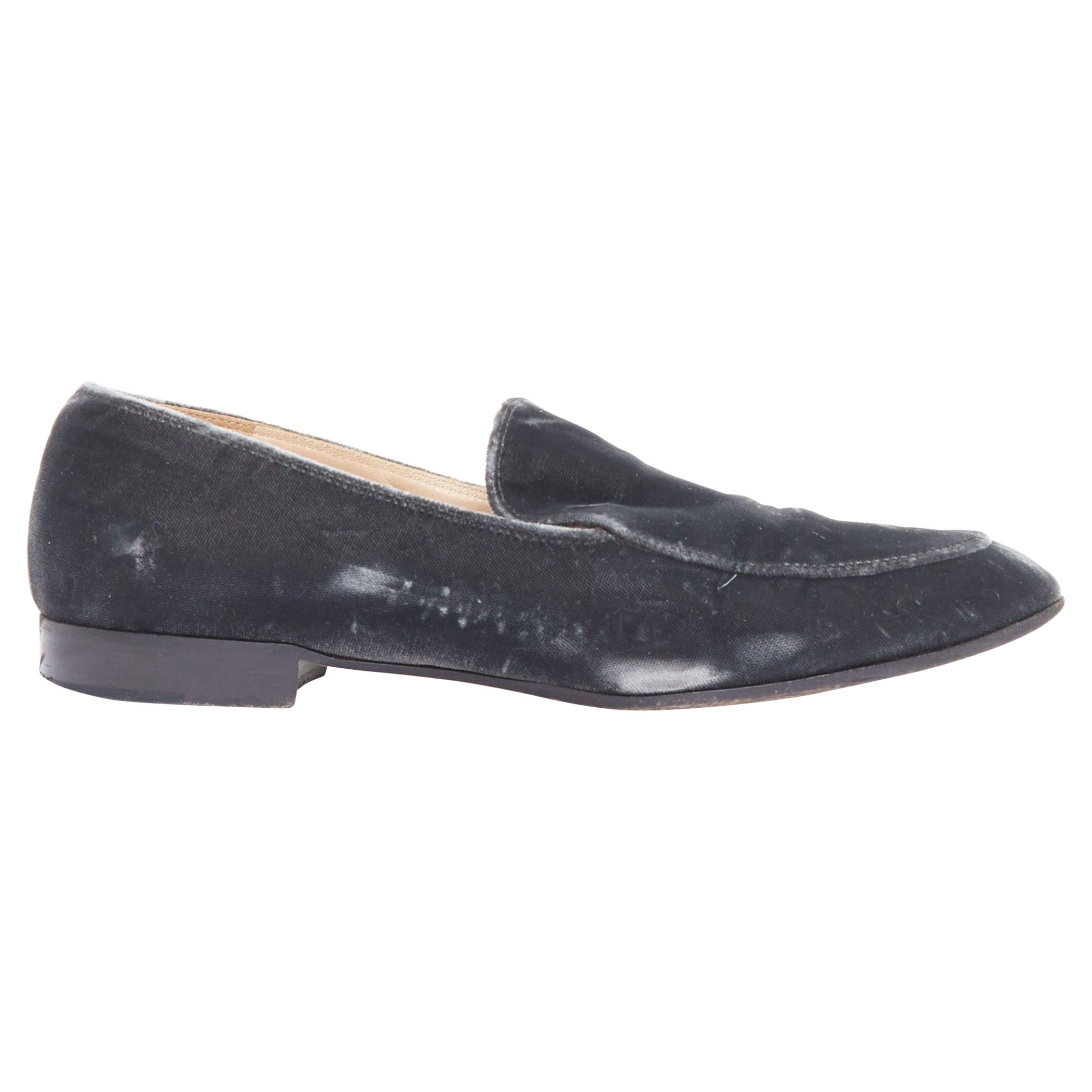 GIANVITO ROSSI mocasines minimal slip on de terciopelo gris con pespuntes EU38 en venta