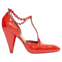 OLD CELINE Phoebe Philo Tango rot Patent Kristall T-Riemen Absätze EU38