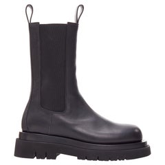 BOTTEGA VENETA Lug black leather double platform trucker boots EU38 BTS