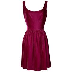 Sprouse by Stephen Sprouse 1980s Raspberry Pink Red Velvet Backless Skater Dress 2