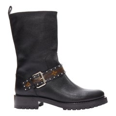 LOUIS VUITTON LV monograma correa superior tirón en botas de moto EU37
