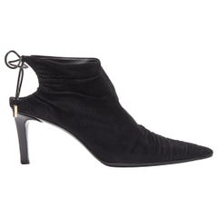 GUCCI Tom Ford Vintage black suede leather ruched toe tie back bootie EU36C