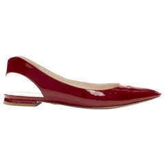 CHRISTIAN DIOR - Chaussures plates pointues en cuir verni rouge Obsesse-D EU36,5