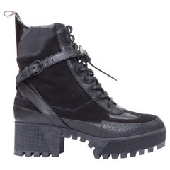 LOUIS VUITTON Laureate black suede harness combat desert boots EU36.5