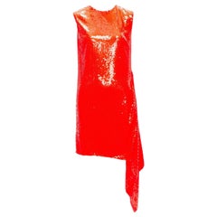 Calvin Klein 205W39NYC Raf Simons abito rosso con orlo drappeggiato e paillettes S. Simon 4