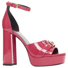VERSACE Tribute fuschia pink patent Medusa emblem open toe platform sandal EU40
