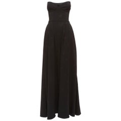 BRANDON MAXWELL mono corsé negro con estampado de puntos y ribete de seda US0 XS