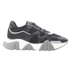 VERSACE Squalo noir cuir mesh chunky sneakers D41 EU45 US12