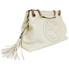 Gucci Medium Ivory Leather Soho Chain Tote