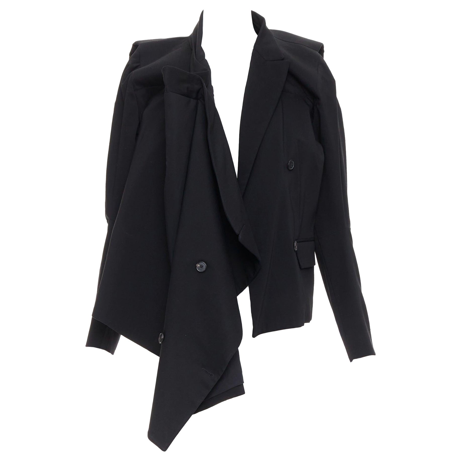 Maison Martin Margiela 2001 Cappotto nero destrutturato e drappeggiato FR38 M.