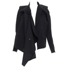 Maison Martin Margiela 2001 Cappotto nero destrutturato e drappeggiato FR38 M.