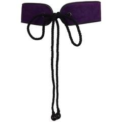 Vintage Yves Saint Laurent purple suede & leather cord tie belt 1960s