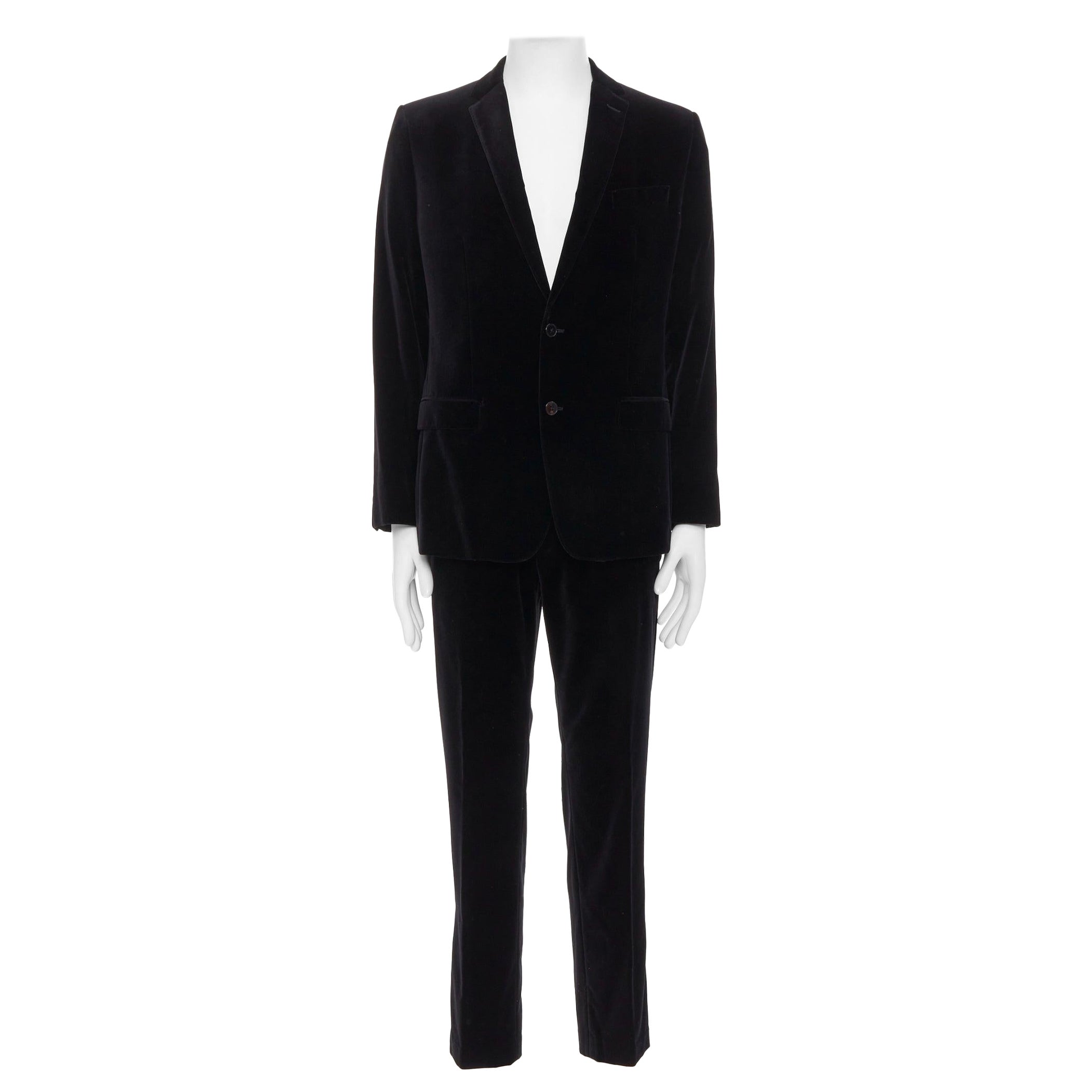 DOLCE GABBANA Martini Fit black cotton velvet blazer jacket pants suit IT48 M For Sale