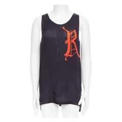 DRIES VAN NOTEN débardeur en viscose noir à imprimé gothique R IT46 S