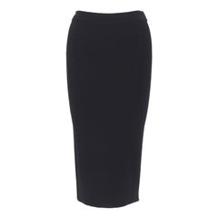 OSCAR DE LA RENTA 2016 black viscose knit knee length bodycon pencil skirt XS