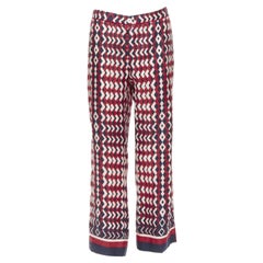 FOR RESTLESS SLEEPER FRS 100% silk blue red geometric print pants L