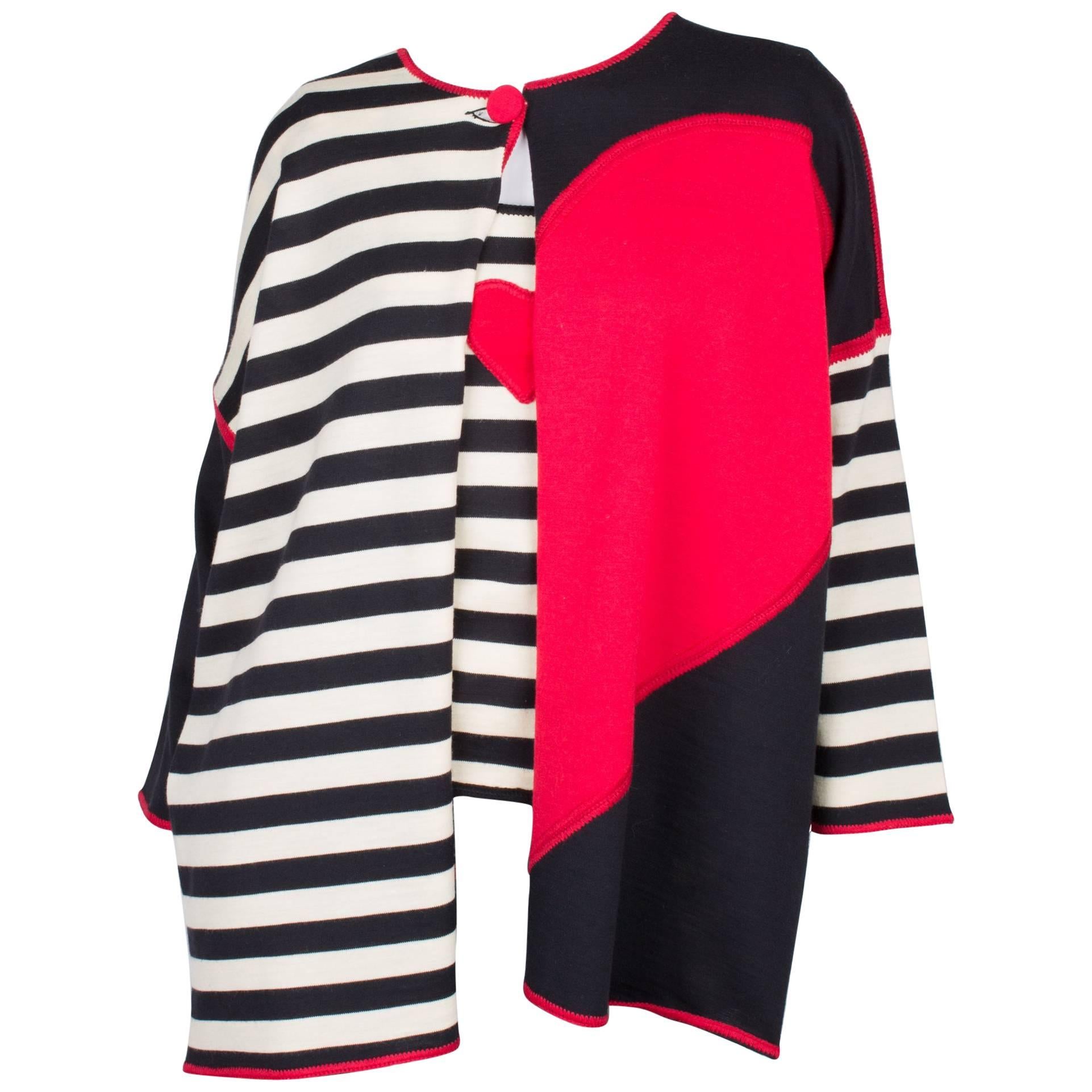 Moschino Cheap and Chic Wool Top , Cardigan- black/white/red